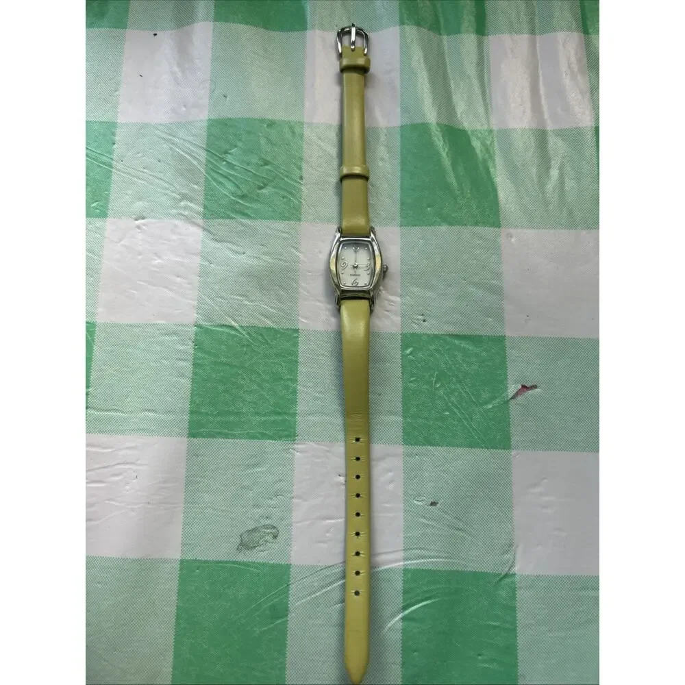 Silver Tone Greenish Yellow Band Women’s Quartz Watch
